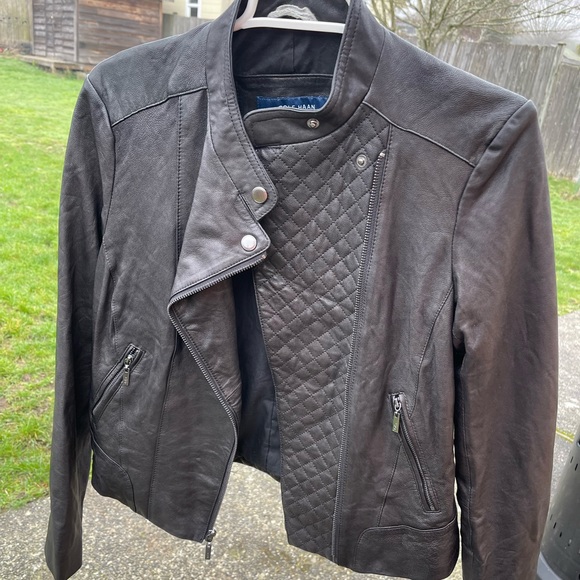 Cole Hahn Black Genuine Leather Jacket - Picture 8 of 10